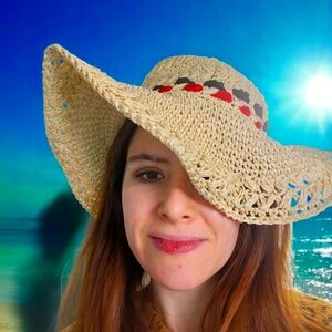 Cappelli Straw World Wide Brimmed Sunhat with Iridescent Ribbon